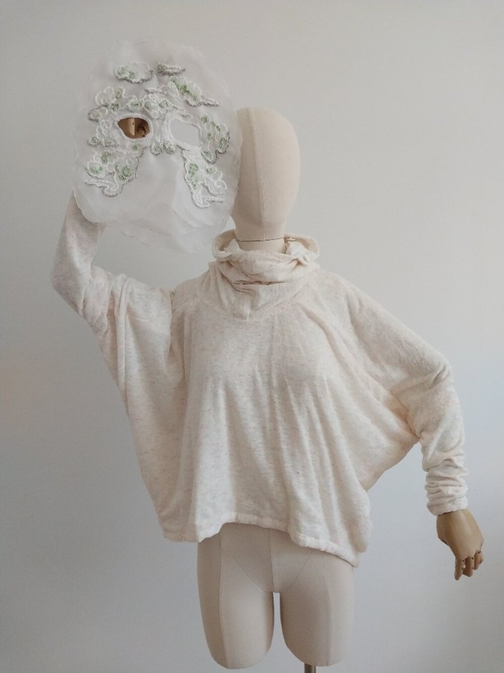 Cotton Jersey Hoodie with Embroidered Removable Mask